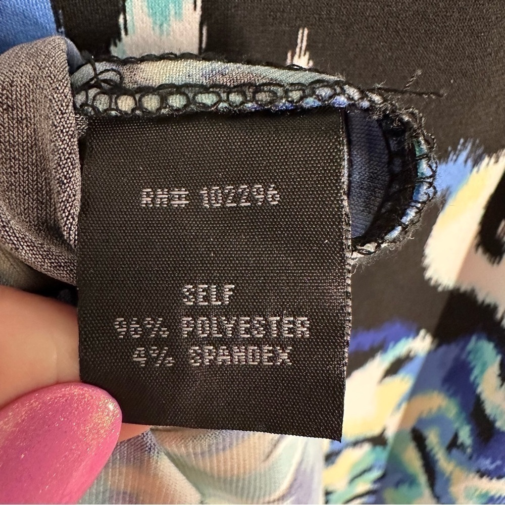Connected Apparel Multicolor Round Neck Ruched Waist Stretch Sheath Dress Sz 12 - Picture 9 of 9